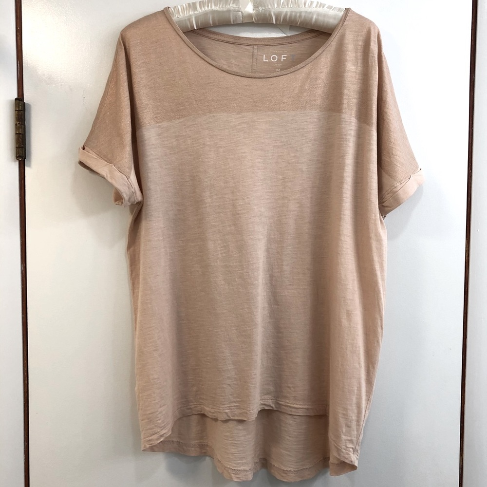 Loft Oversized Peach Shimmer Tee